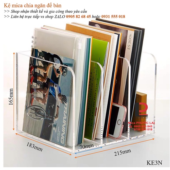Kệ mica chia ngăn để bàn