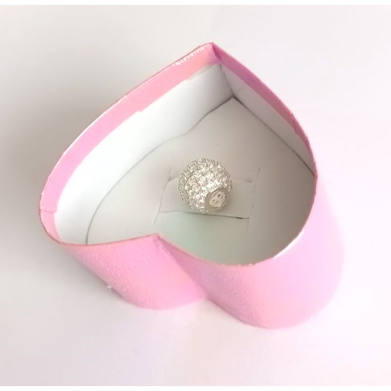 Mặt dây chuyền bạc 925  hạt châu ống luồn đính đá pha lê trắng