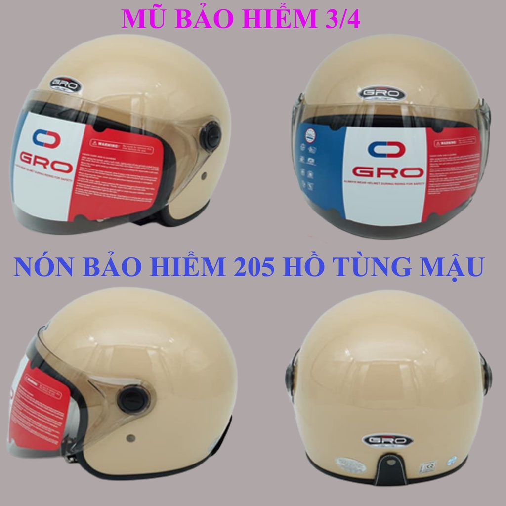 Nón bảo hiểm Nữ che mặt 3/4 Chính Hãng GRO : Thời trang - Trẻ trung - Phong cách - An Toàn