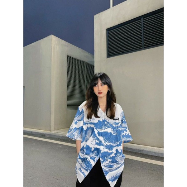 Áo Sơ Mi Tay Ngắn Unisex Cổ Bẻ Phong Cách Hàn Quốc Freesize