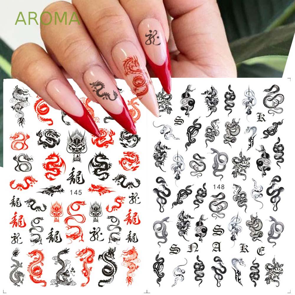 [Hàng mới về] Miếng dán móng tay tạm thời họa tiết tùy chọn 3D tự dính phong cách gothic phương Tây DIY