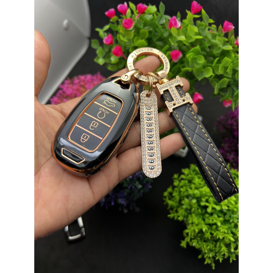 Bao chìa khóa Đen Vàng- Ốp chìa khóa TPU Đen Vàng xe ô tô HYUNDAI Accent 2021