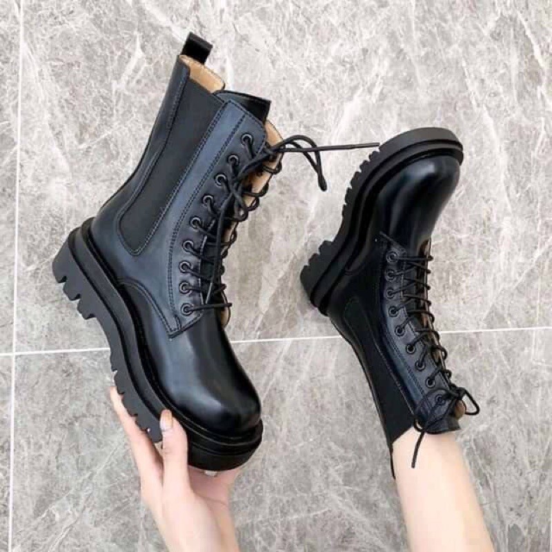 Boot da cao cổ buộc dây pha vải .