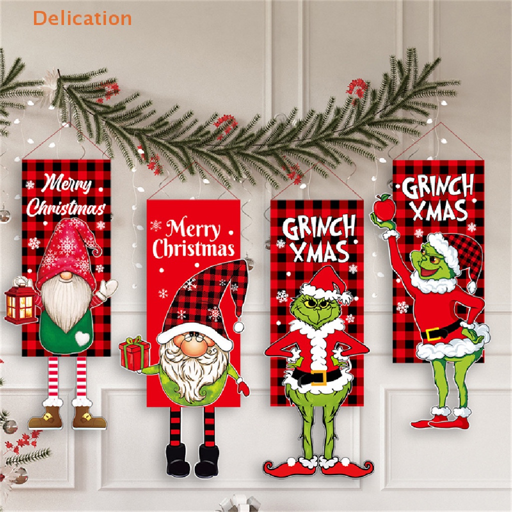 [Delication] New Christmas Hanging Flag Xmas Pendant Merry Christmas Decoration For Home Window Door New Year Ornament