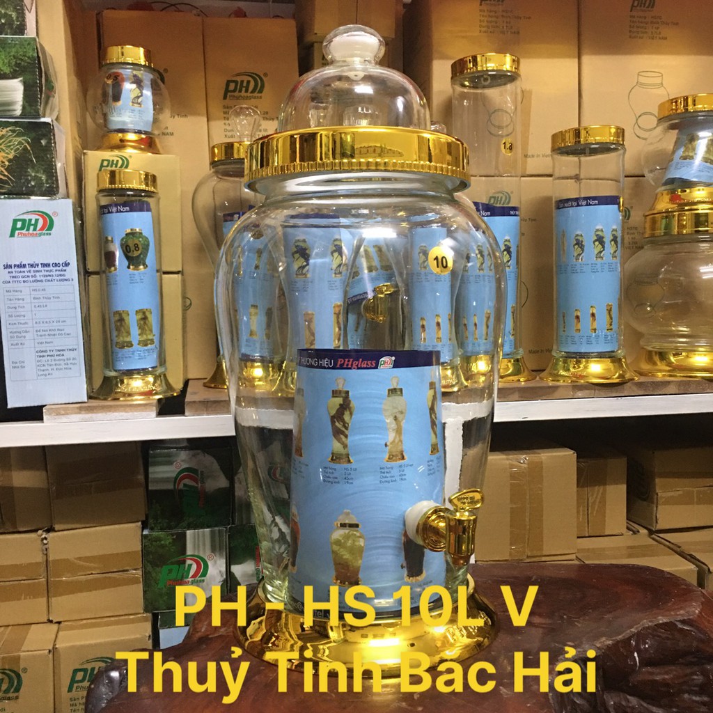 BÌNH NGÂM RƯỢU THỦY TINH CAO CÂP 10 Lít -KHÔNG CHÌ -  SẢN XUẤT TẠI VIỆT NAM-THỦY TINH BẮC HẢI