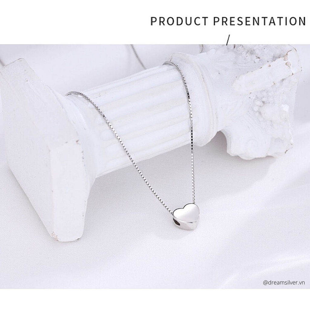 Dây Chuyền Bạc Dreamsilver, Vòng Cổ Bạc Ý Plain Heart DC018