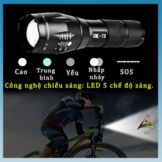 Đèn pin cầm tay mini siêu sáng XML T6  Chống Nước Kèm Sạc Vatiso DPT6
