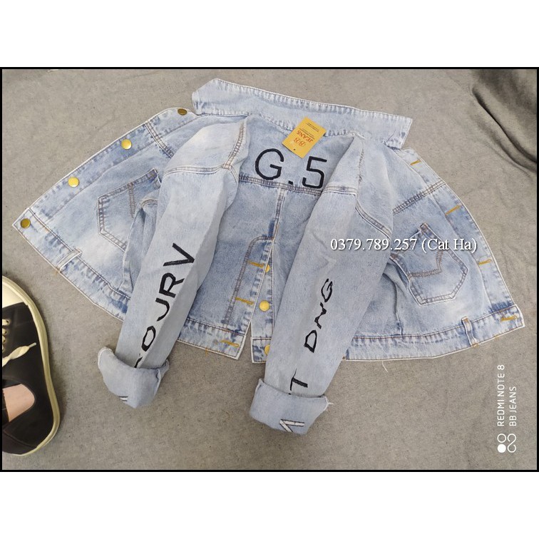 Aó khoác jean nữ xám xanh như hình form dưới 58Kg G5 BB29