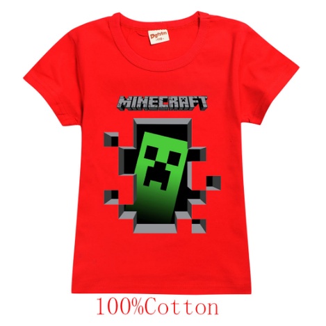 Áo phông dành cho bé trai Minecraft Game In cotton Thường mềm Cổ tròn Tay ngắn
