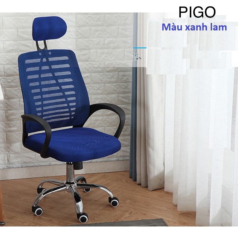 Ghế văn phòng xoay cao cấp, lưng nệm lưới, tựa đầu !