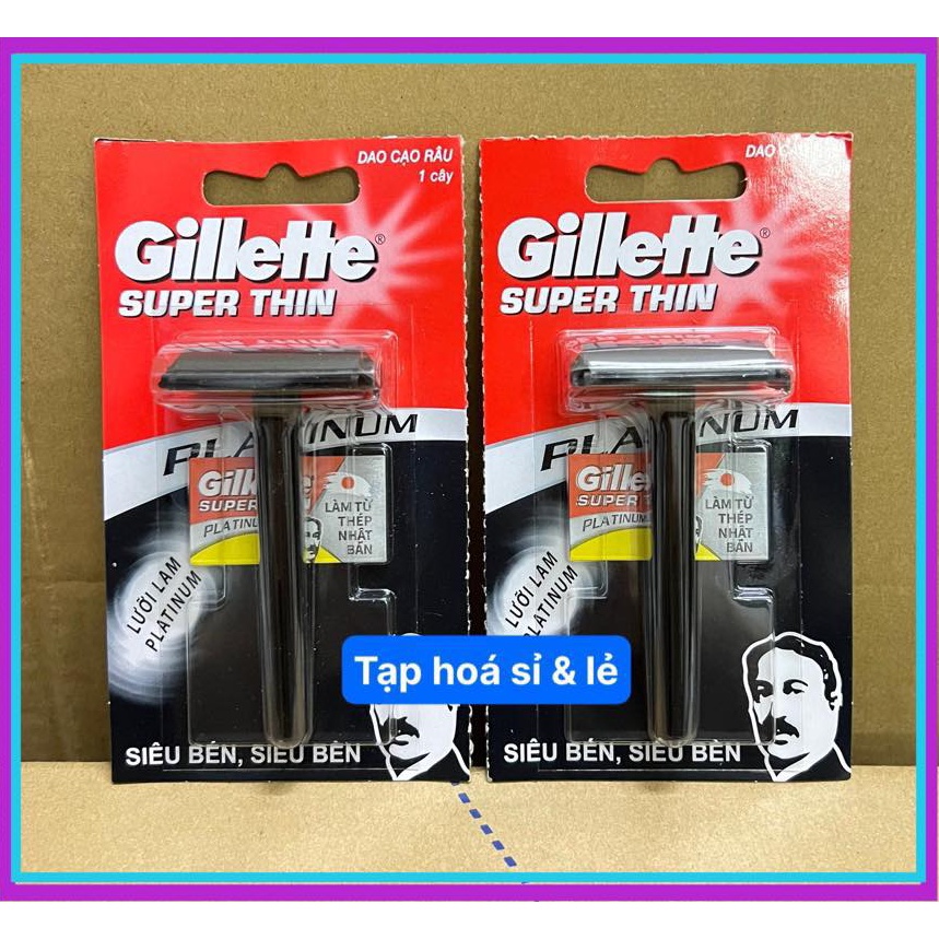 Dao Cạo Râu, Bàn Cạo Râu Gillette Super Thin Đen Lưỡi Platinum 1 Cây