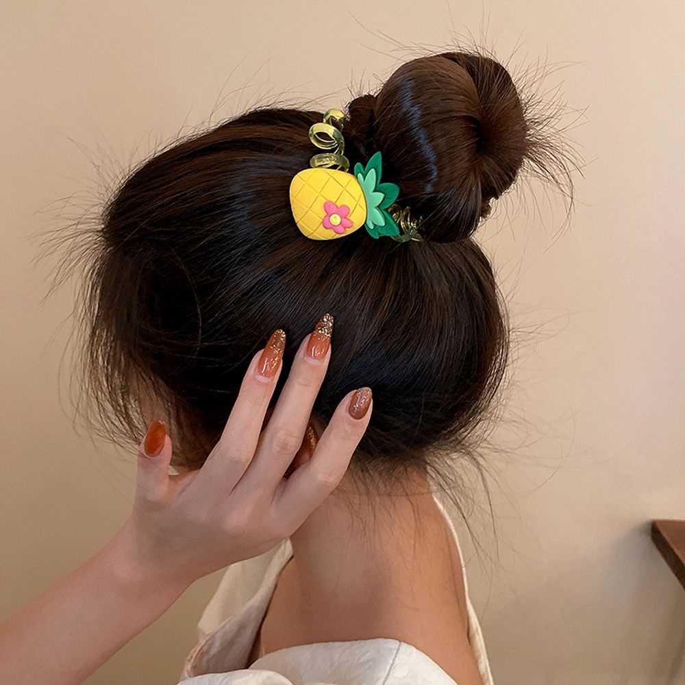 Dây buộc tóc co giãn đính chuông và quả dứa phong cách Hàn Quốc cổ điển cho nữ