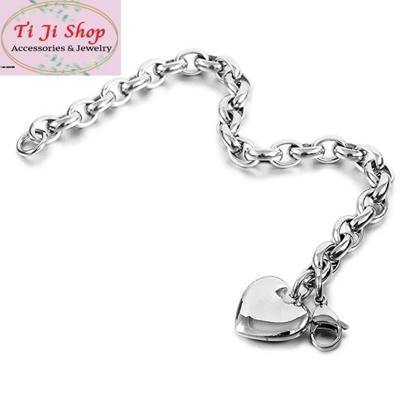 LẮC TAY NỮ INOX GẮN CHARM TRÁI TIM INOX (CÓ KHẮC THEO YÊU CẦU )