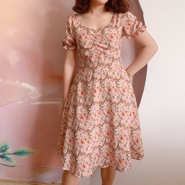 Váy Hoa Nhí cổ vuông xinh yêu