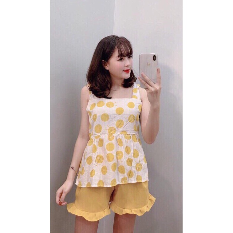 [Pijama] Bộ lửng chấm bi đủ màu chất đũi | BigBuy360 - bigbuy360.vn