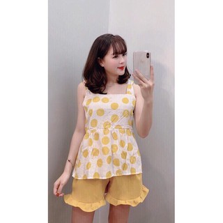[Pijama] Bộ lửng chấm bi đủ màu chất đũi