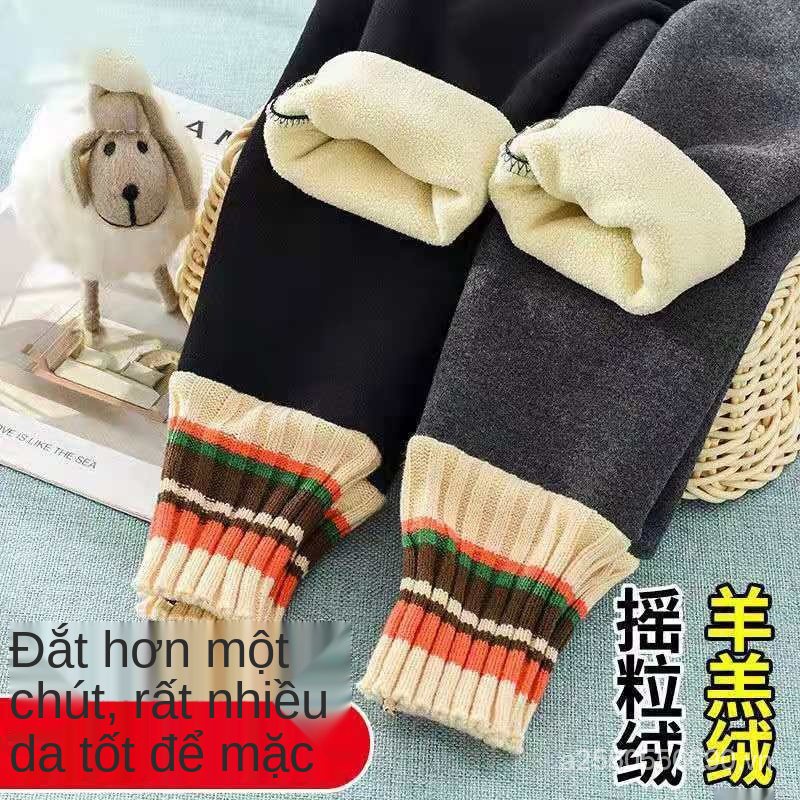 Quần legging dài vải lông cừu dày thời trang thu đông xinh xắn cho bé gái