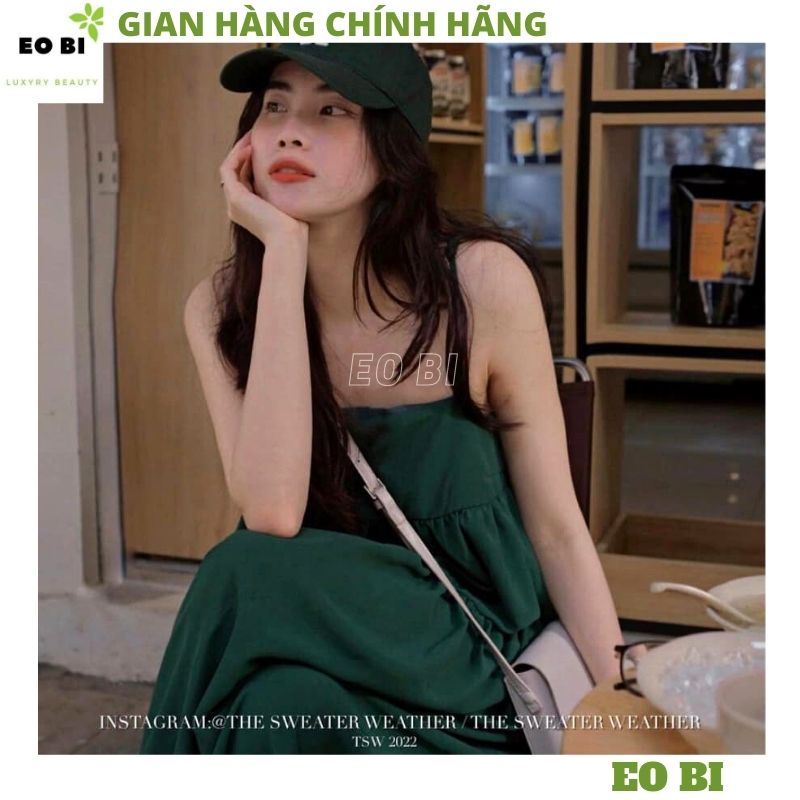 Đầm babydoll 2 đây 3 tầng maxi đi biển tiểu thư bánh bèo dễ thương ,váy nữ dáng suông công chúa ulzzang -EOBI