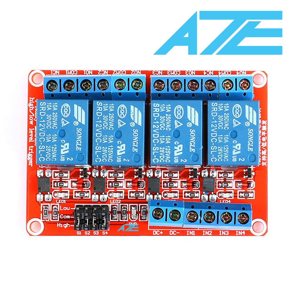 Module relay 5V với opto cách ly có thể điểu chỉnh mức HIGH/LOW đóng cắt Thiết bị điện 10A