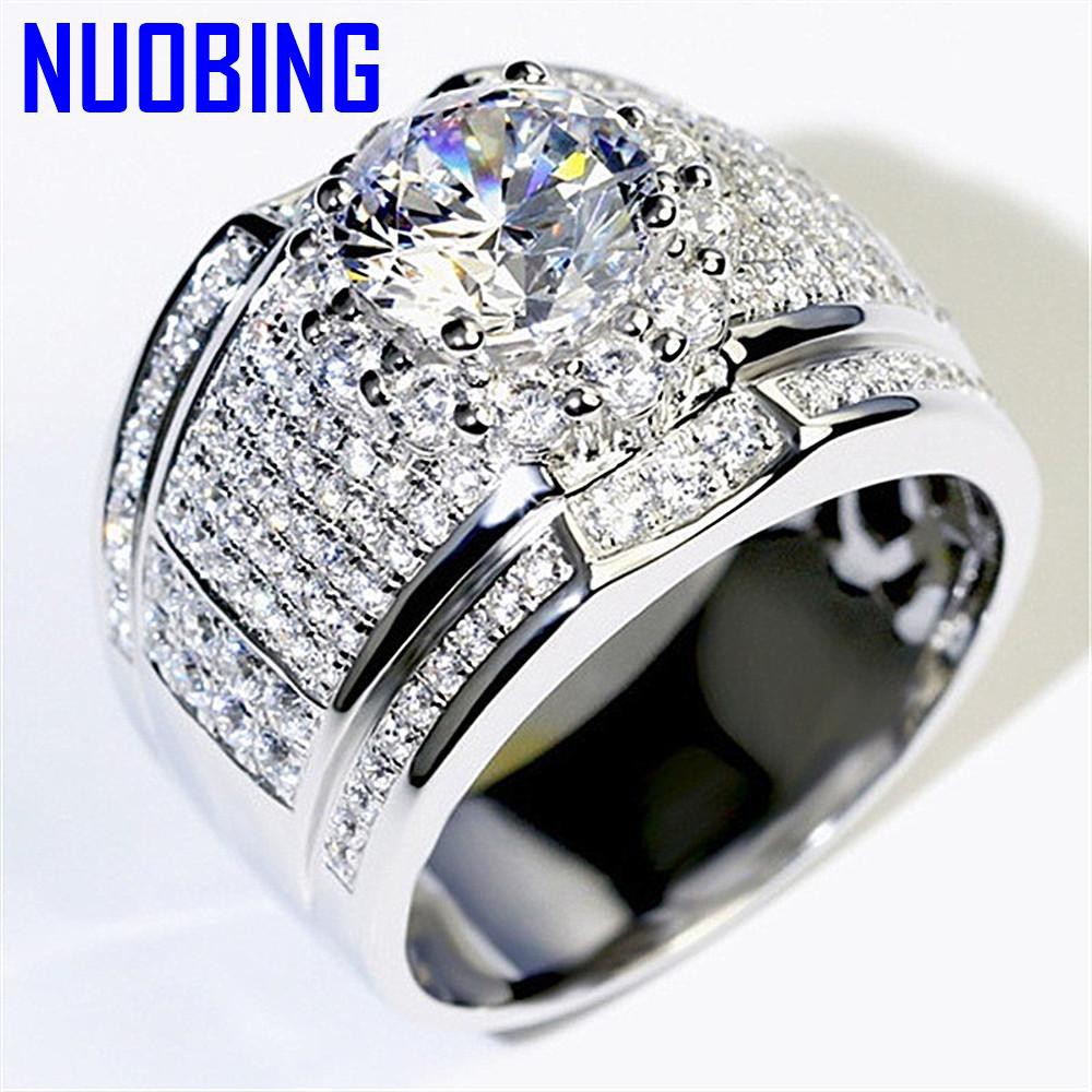 Sang Trọng Nhẫn Đeo Tay Mạ Vàng Bạc 18k Đính Đá Zircon Aaa Thời Trang Cho Nam