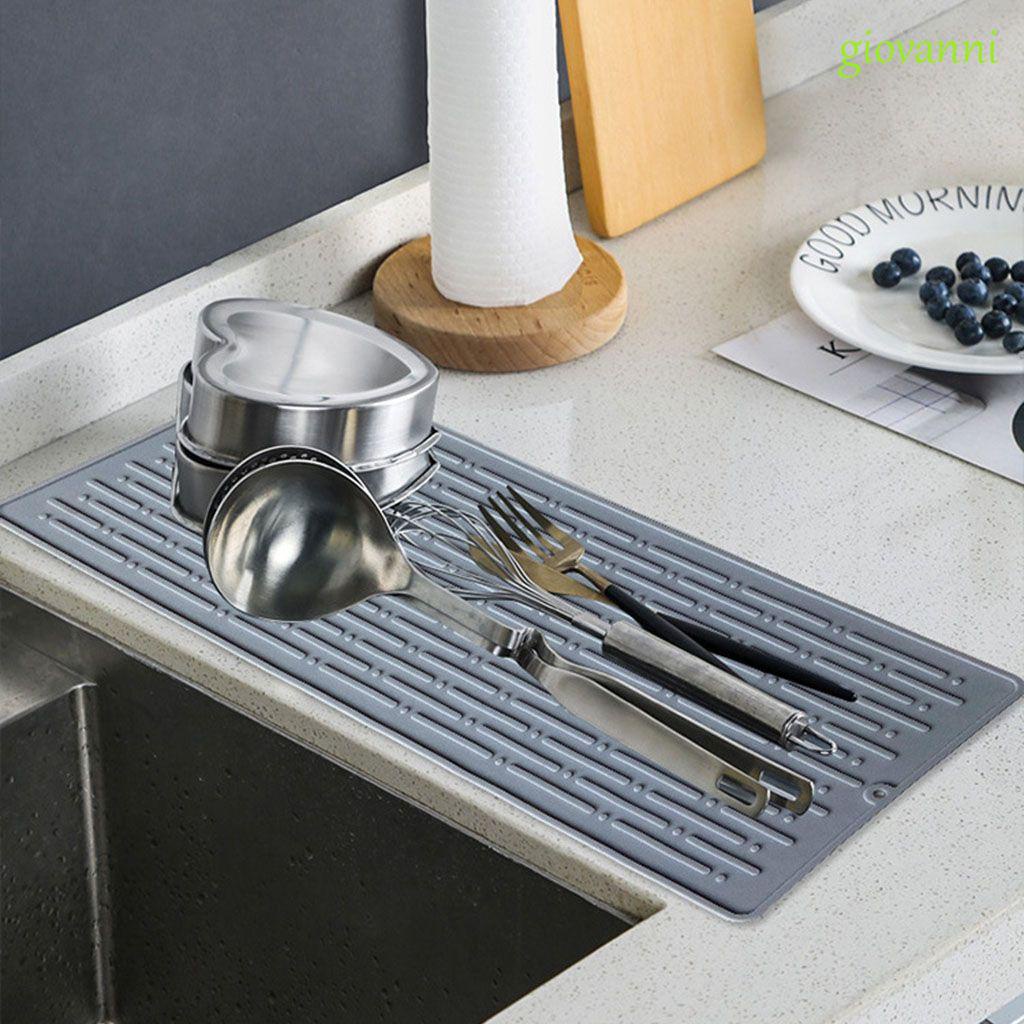 Tấm đệm silicone úp chén đĩa dụng cụ ăn uống ráo nước chịu nhiệt có lỗ thoát nước nhiều màu tùy chọn tiện lợi