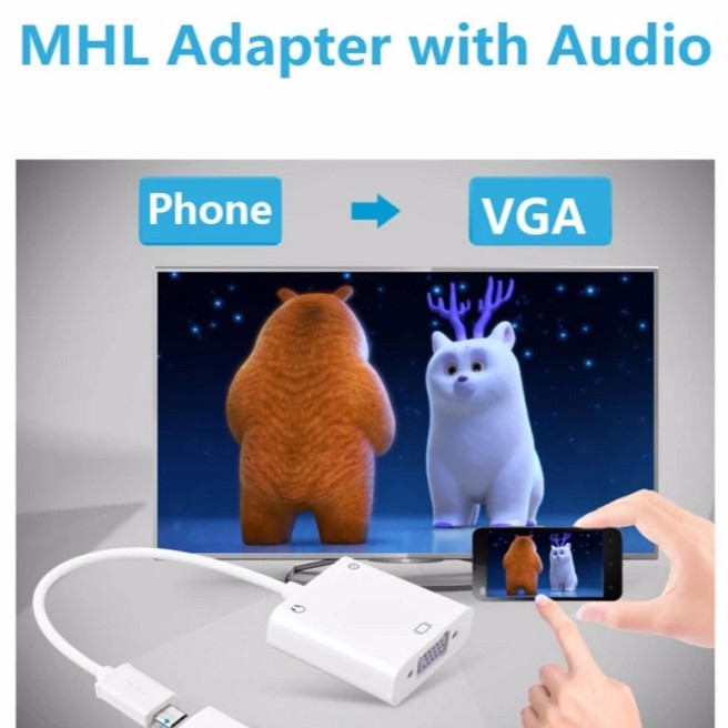 Cáp Micro USB MHL to VGA TV Video Adapter âm thanh hỗ trợ điện thoại Samsung Note4 / 3/2 S3 / S4 / S5
