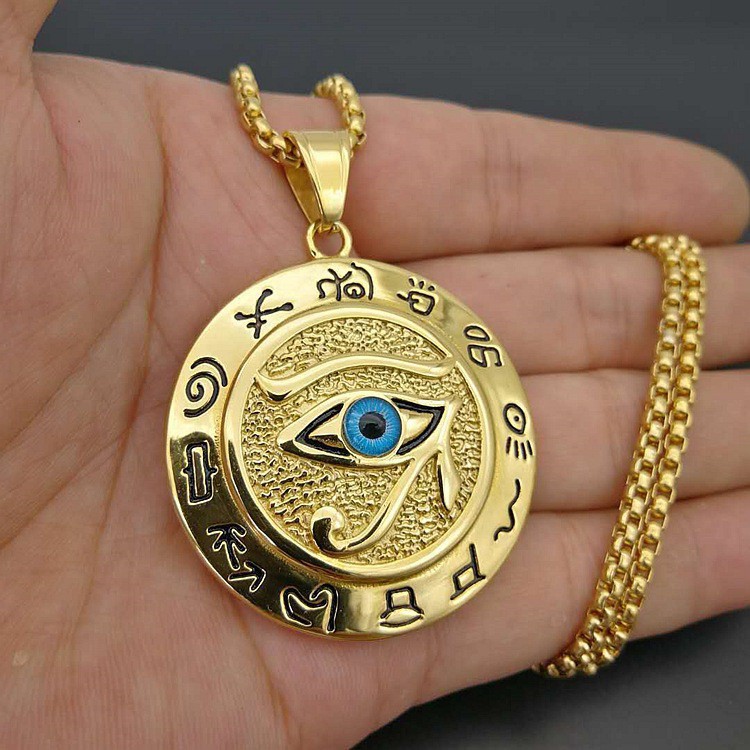 Vòng cổ mạ vàng mặt dây hình bùa hộ mệnh Horus Amulet phong cách Ai Cập cổ