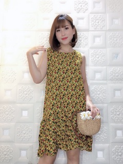 Váy lanh hoa dáng suông rộng