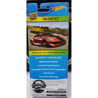 Xe mô hình đồ chơi Hotwheels 1:64 - PACK 5 - EXOTICS