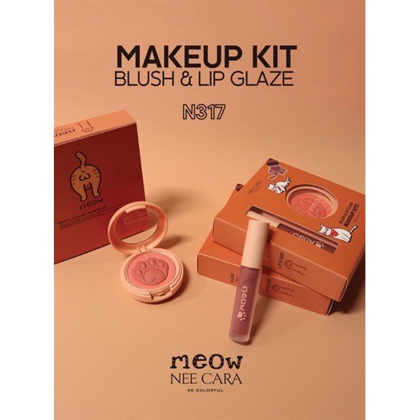 [SALE SỐC] Set má hồng và son môi Meow Nee Cara Blush &amp; Lip Glaze Make Up Kits