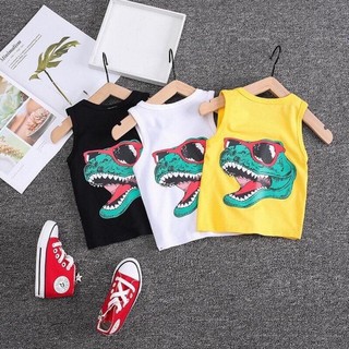 Áo Ba Lỗ Cotton Cho Bé In Hình Khủng Long Chất Co Giãn 4 Chiều Siêu Mềm Mát - Quần Áo Trẻ Em Mặc Hè 115