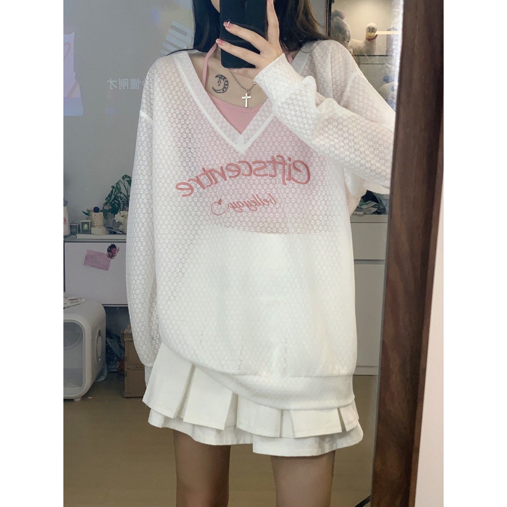 Áo Sơ Mi Nữ Tay Dài Cổ Chữ V Thời Trang Hàn Quốc