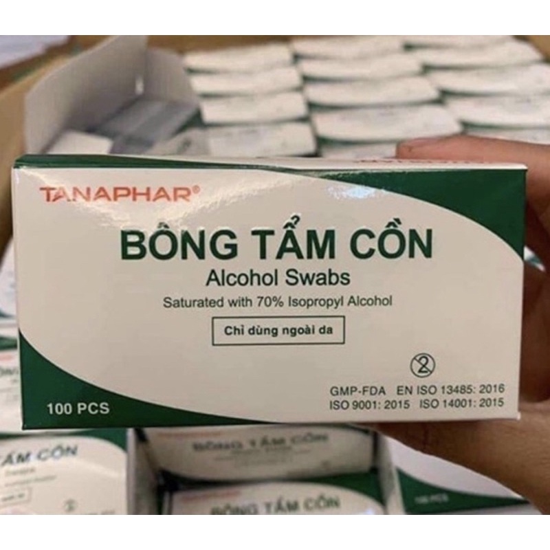 Bông Tẩm Cồn TANAPHAR [Hộp 100 miếng]