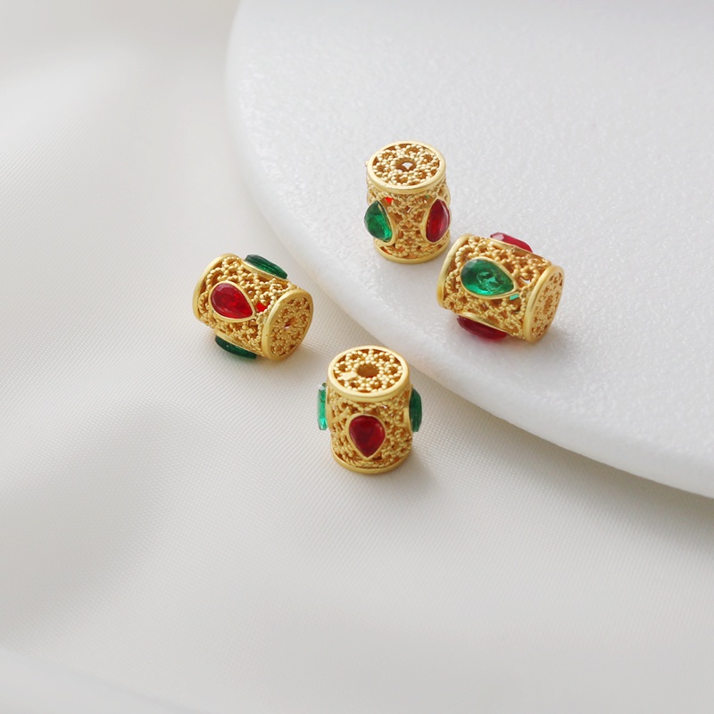 Chuỗi Hạt Cườm Đồng Mạ Vàng 18k Nhiều Màu Sắc Dùng Làm Trang Sức Thủ Công