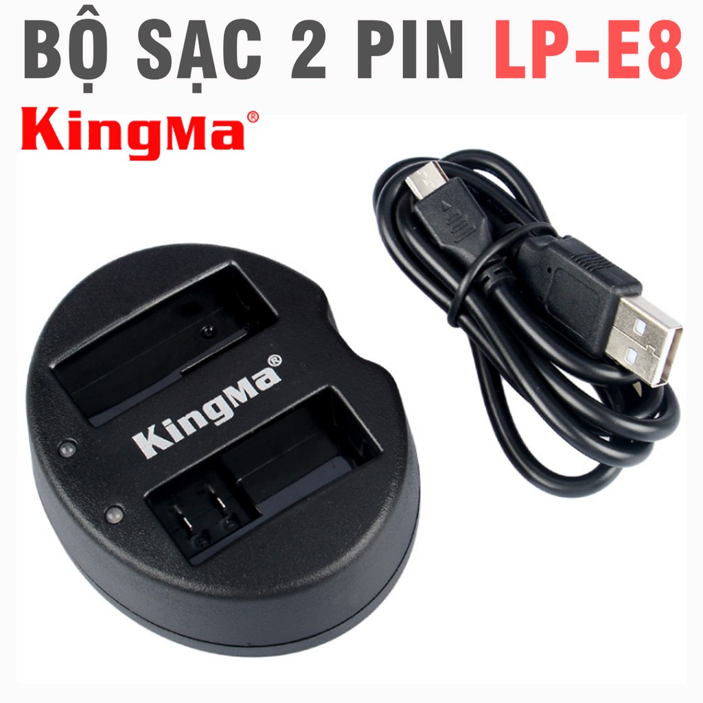 Bộ sạc pin máy ảnh canon LP-E8 Hãng Kingma sạc đồng thời 2 pin 1 lúc dùng cho máy ảnh EOS 700D 650D 600D 550D