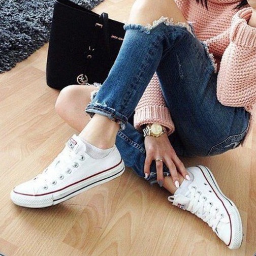 Giày Thể Thao Converse Cổ Thấp Màu Trắng Thời Trang Cho Nam Nữ