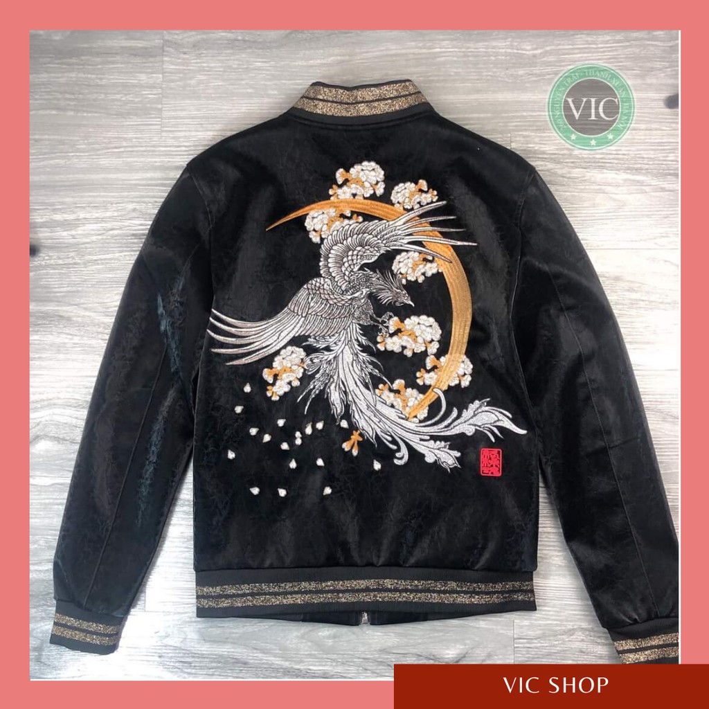 ÁO KHOÁC DA NAM QUẢNG CHÂU SIÊU CẤP AK20-051 HỌA TIẾT THÊU PHƯỢNG SẮC NÉT ,2 LỚP, CỔ TÀU CỰC CHẤT