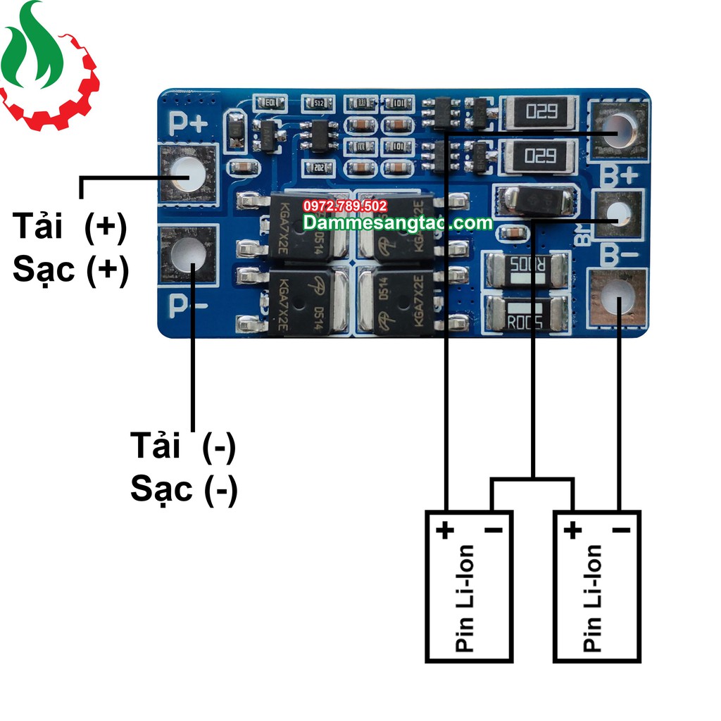 Mạch 2S 8.4V 20A bảo vệ pin Li-Ion 3.7V