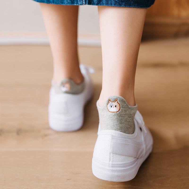 Vớ Ngắn Tàng Hình Thêu Hình Động Vật Dễ Thương Thời Trang Mùa Hè Cho Nữ