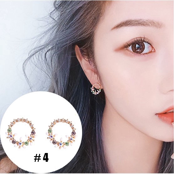 Đôi bông tai mạ bạc đính đá thiết kế hợp thời trang dành cho nữ