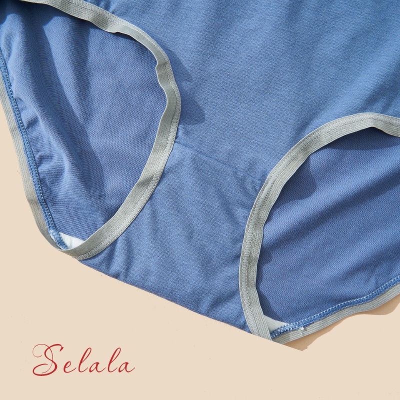 Quần Lót Nữ Selala Cotton Co Giãn Thông Thoáng Kháng Khuẩn Phối Viền QC35