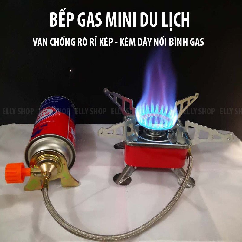 Bếp Gas Mini Dã Ngoại Du Lịch Có Thể Gấp Gọn Kèm Dây Nối Bình Gas, Van chống rò gỉ - Bếp Gas Đi Phượt Cắm Trại Vt122