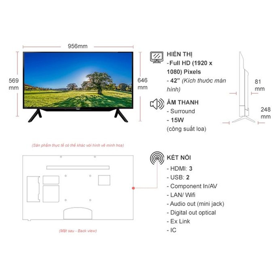 Smart Voice Tivi Sharp 42  inch HD 2T-C42BG1X Android 9.0, Tìm kiếm giọng nói, Youtube, Tivi Giá Rẻ