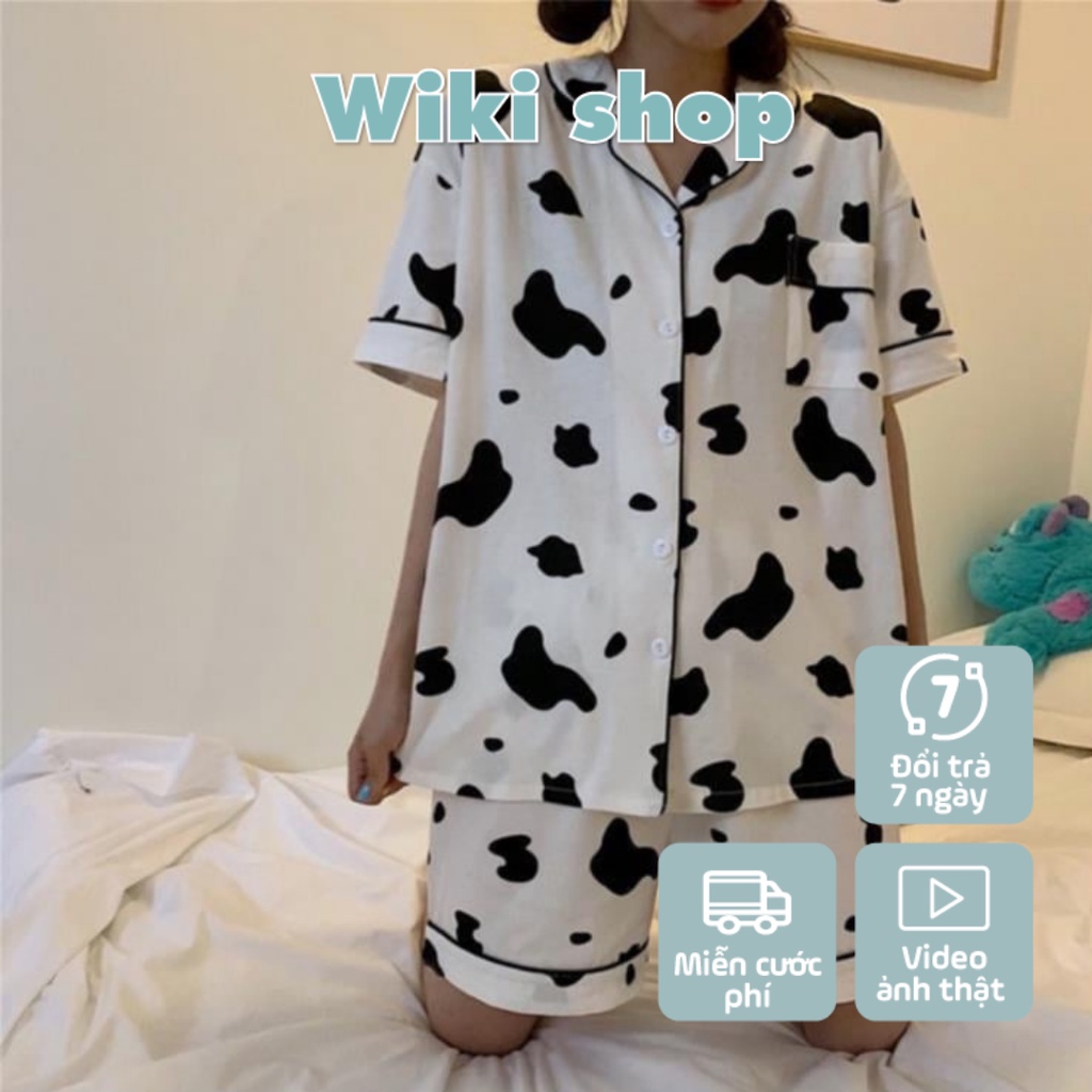 Set bộ ngủ BÒ SỮA freesize unisex phom rộng dáng suông - Set bộ ngủ nam nữ mặc nhà thoáng mát siêu rẻ