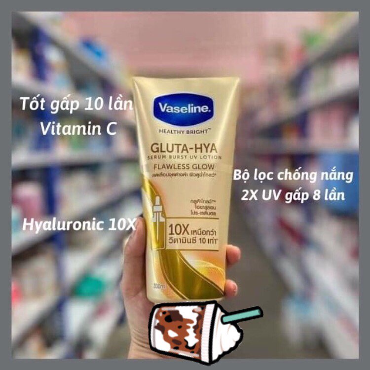 Dưỡng thể Vaseline Healthy Bright Gluta HYA Serum Burst Lotion 10X Thái Lan 330ml mua tại Mall Thailand