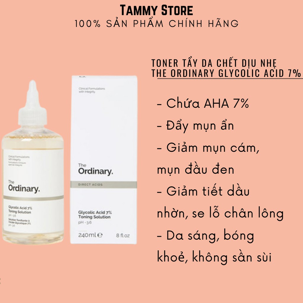 Nước hoa hồng tẩy da chết AHA The Ordinary Glycolic Acid 7% Toning Solution