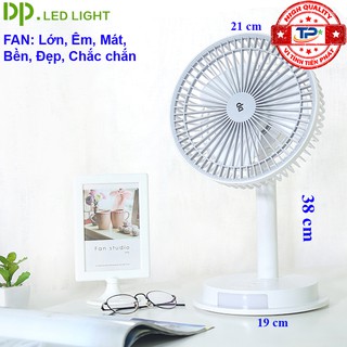 Quạt sạc tích điện DP DP-7627 tích hợp đèn LED chiếu sáng - loại quạt lớn gió rất mạnh