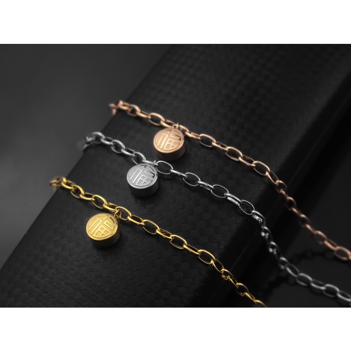 Lắc tay nữ cao cấp chữ Hỷ Phúc siêu đẹp, bền màu, đem lại may mắn cho người đeo