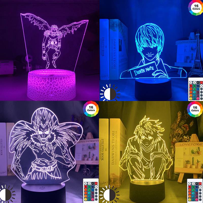Đèn ngủ 3D hình nhân vật Lawliet Ryuuku trong phim Death Note có cổng sạc USB