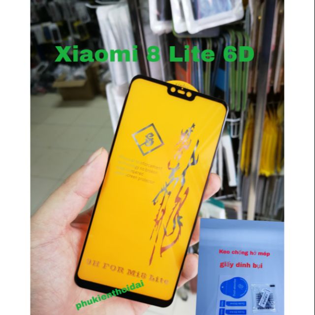 Xiaomi Mi 8 Lite cường lực 6D Full màn Full keo ( tặng giấy lấy bụi keo mép )
